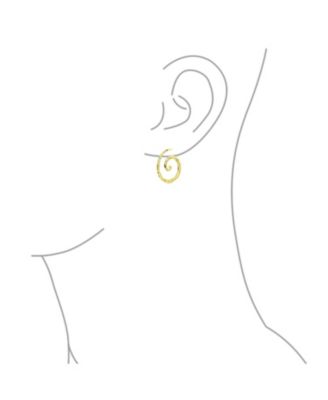 Boho Geometric Hoop Huggie Earrings 14K Gold Plated Sterling Silver Spiral Design