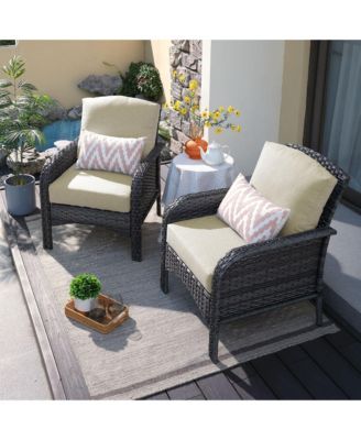 2 Pieces Patio Fruniture Set,Outdoor Wicker Chairs,Artificially Woven Rattan Chairs with Armrest Support with Thickened Comfortable Cushion