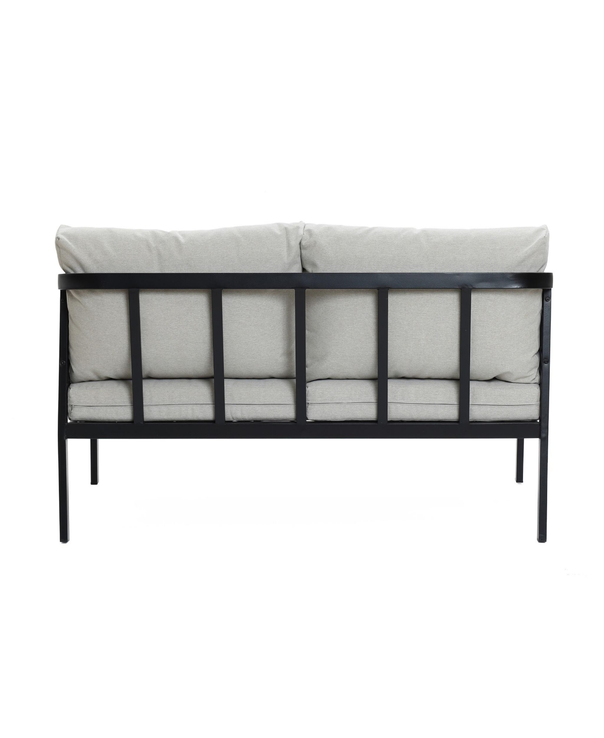 Luxenhome Outdoor Black Steel With Pe Rattan Loveseat With Cushions And Coffee Table Set In Black,gray