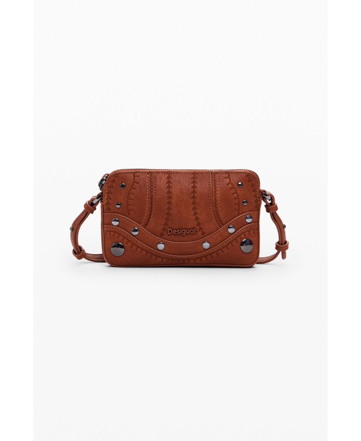 Women's Medium embroidered convertible wallet - Camel