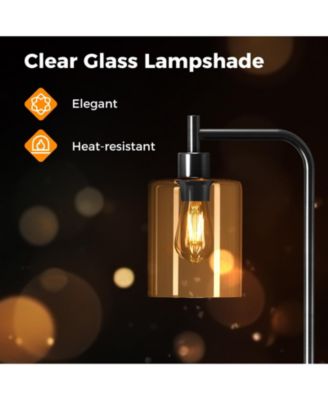 Modern Floor Lamp with Hanging Glass Shade and Foot Switch for Living Room