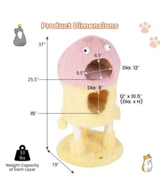 Cute Monster-Themed Cat Tower with 2 Private Condos & 3-Level Activity Center Fun & Cozy Playhouse for Cats