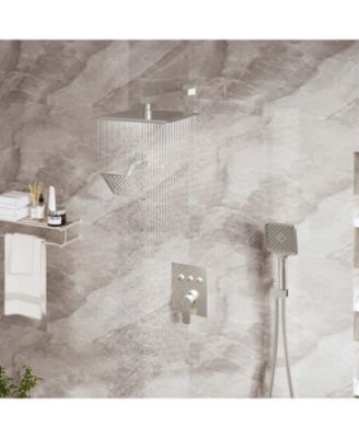 3-Function Dual Shower Head Pressure-balanced Shower System with 4 Sprays Handheld