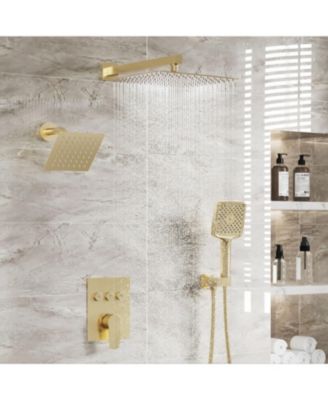 3-Function Dual Shower Head Pressure-balanced Shower System with 4 Sprays Handheld