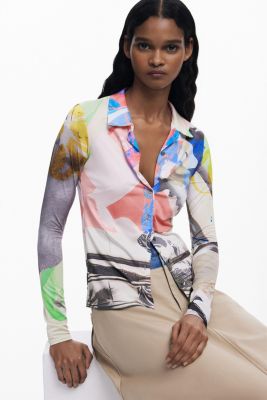 Women's Collage buttoned T-shirt