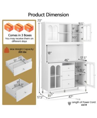 Kitchen Pantry Storage Cabinet Freestanding Buffet Cabinet with LED Lights