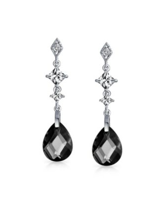 Briolette Faceted Teardrop Pear Shape Cubic Zirconia CZ Chandelier Earrings Sterling Silver
