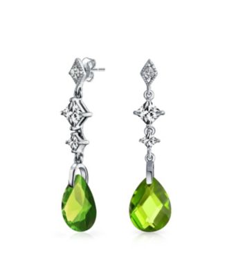 Briolette Faceted Teardrop Pear Shape Cubic Zirconia CZ Chandelier Earrings Sterling Silver