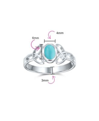 Delicate Oval Natural Stone BFF Sorority Sister Promise Trinity Celtic Knot Ring Thin Band Sterling Silver