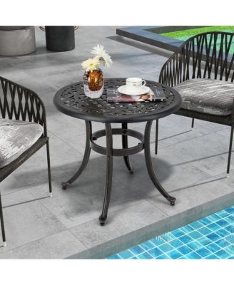 Cast Aluminum Patio Table 24''Outdoor Round Side Table Anti-Rust Coffee Bistro Table