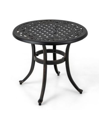 Cast Aluminum Patio Table 24''Outdoor Round Side Table Anti-Rust Coffee Bistro Table