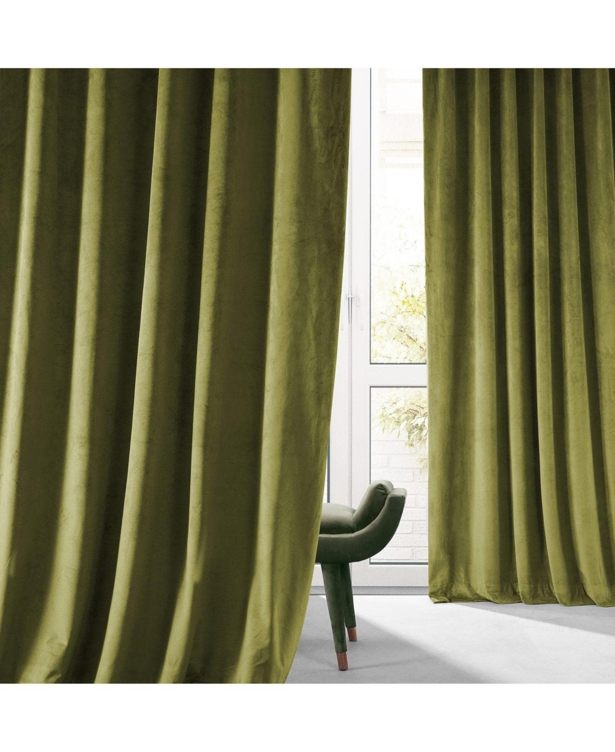 Half Price Drapes Jalapeno Green Signature Plush Velvet Hotel Blackout Curtain In Green