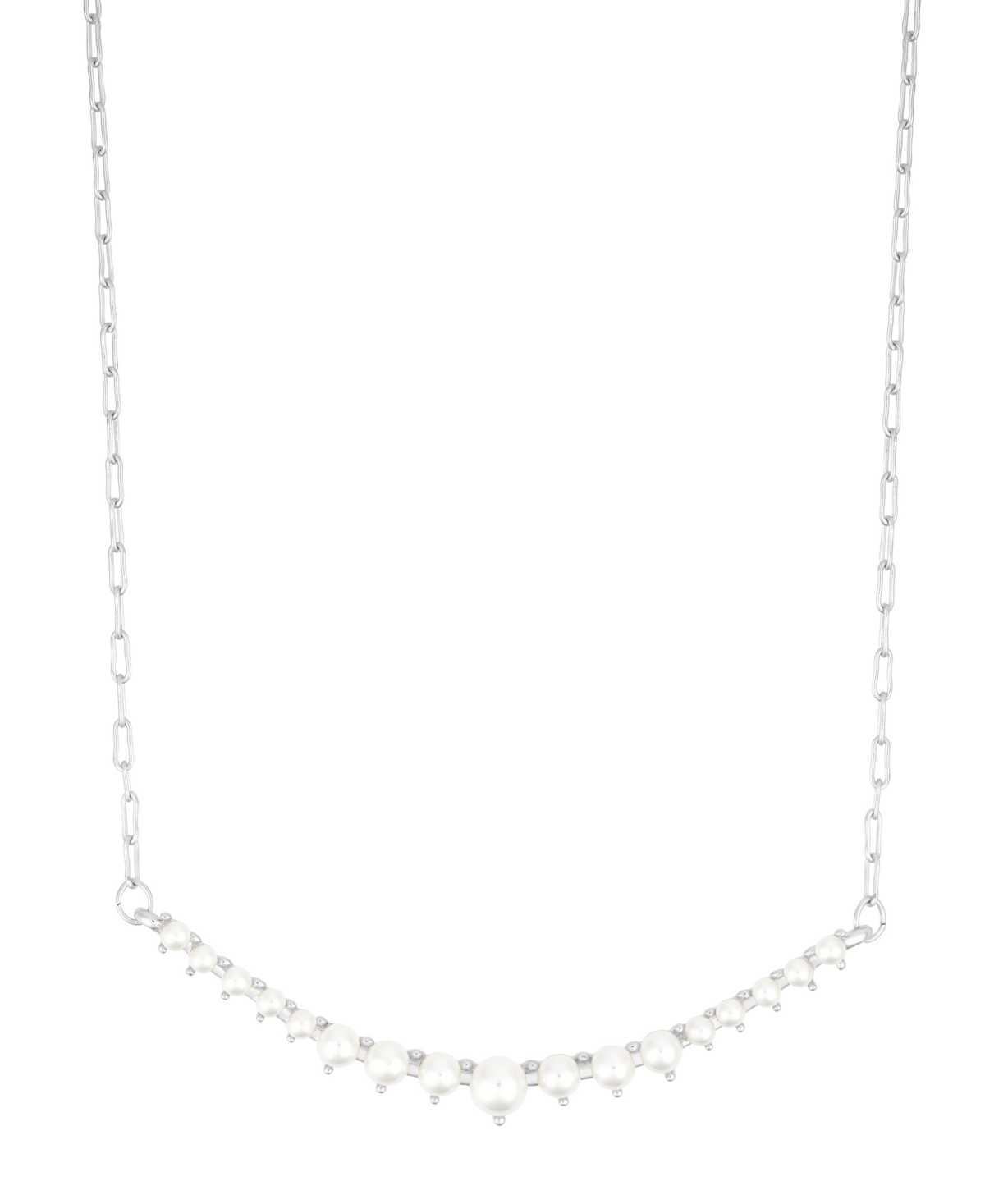 Adornia Adjustable Cultivated Pearl Curved Bar Necklace In Silver