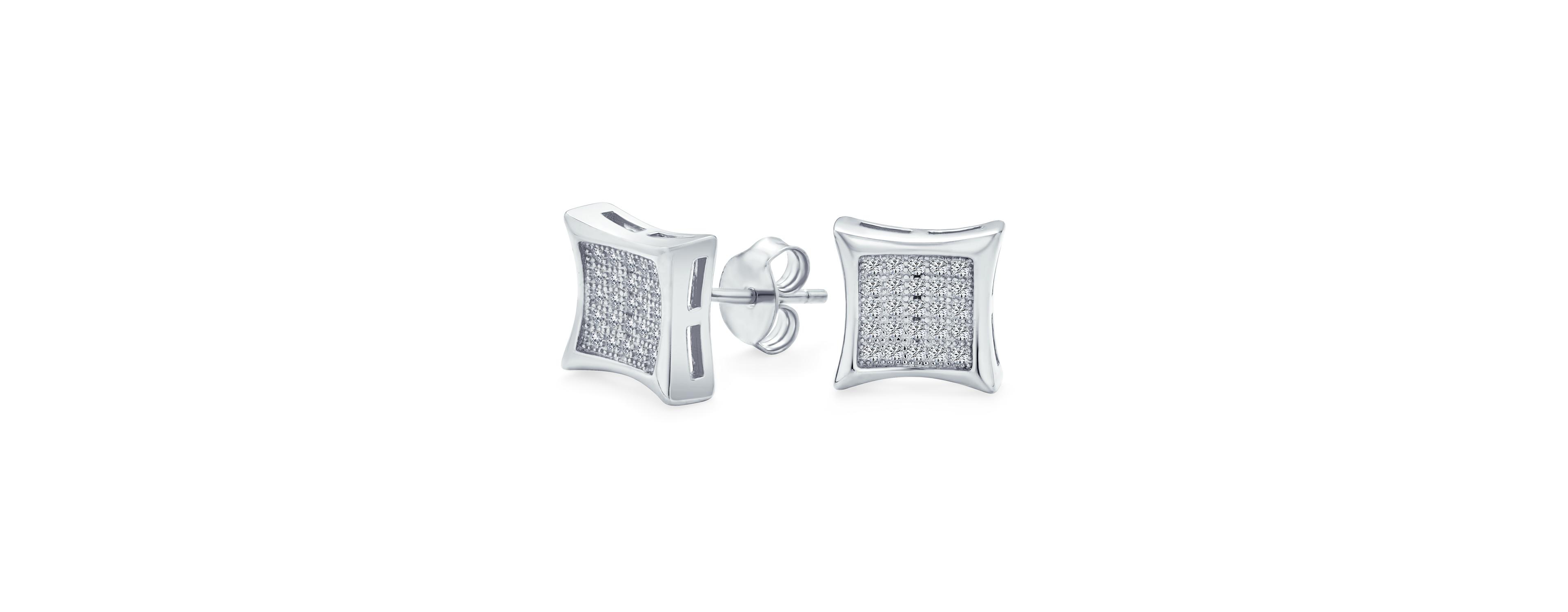 Bling Jewelry Square Shaped Cubic Zirconia Micro Pave Cz Kite Stud Earrings .925 Sterling Silver