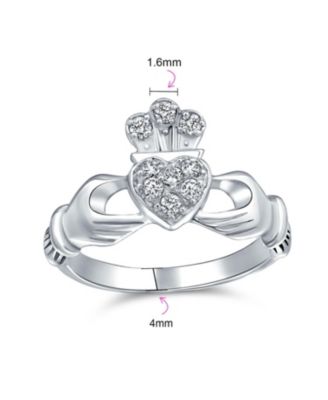 BFF Sorority Sister Cocktail Statement Ring with CZ Pave Heart Claddagh Design