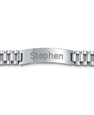 Silver Tone Stainless Steel ID Bracelet with Name Plate - 8 8.5 Inch