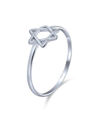 Minimalist Silver Ring with Star of David Judaic Knuckle Band Sterling