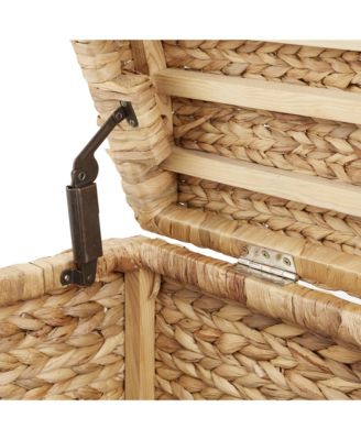 36&amp;#x22; Storage Trunk with Curved Lid, Safety Hinge - Espresso, Water Hyacinth Wicker Storage Chest Basket for Bedroom, Entry Way, Living Room