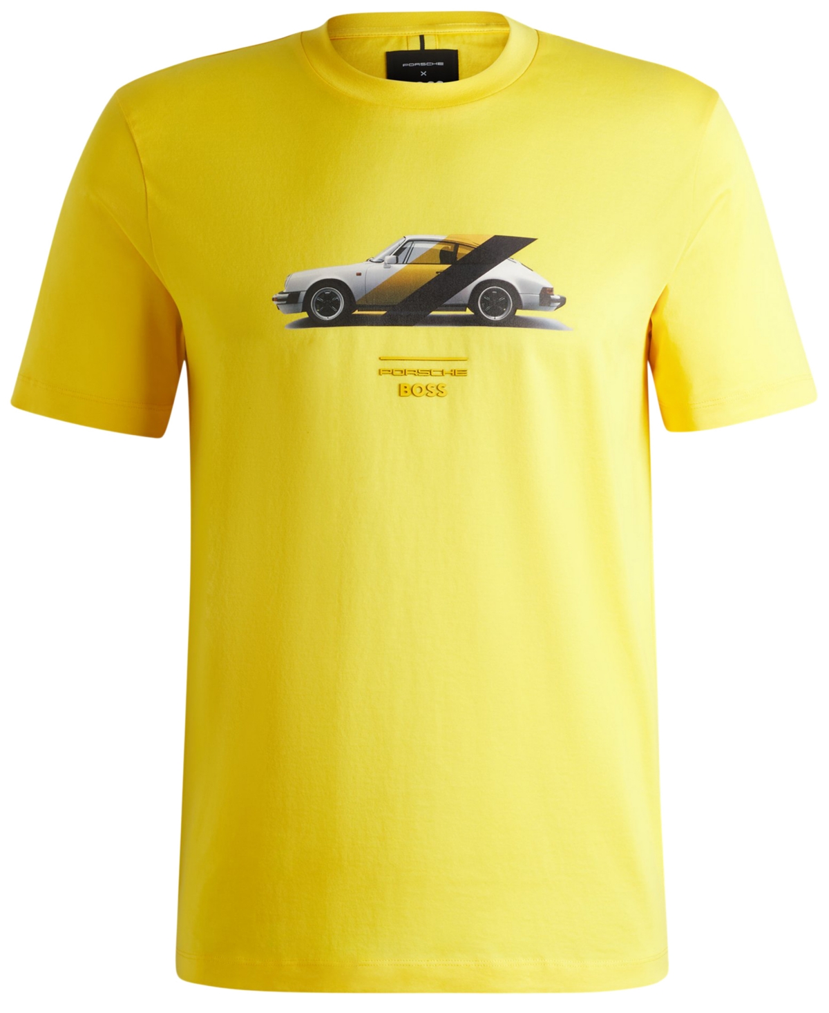 Hugo Boss Porsche X Mercerized-cotton T-shirt With Collaborative Branding In Yellow
