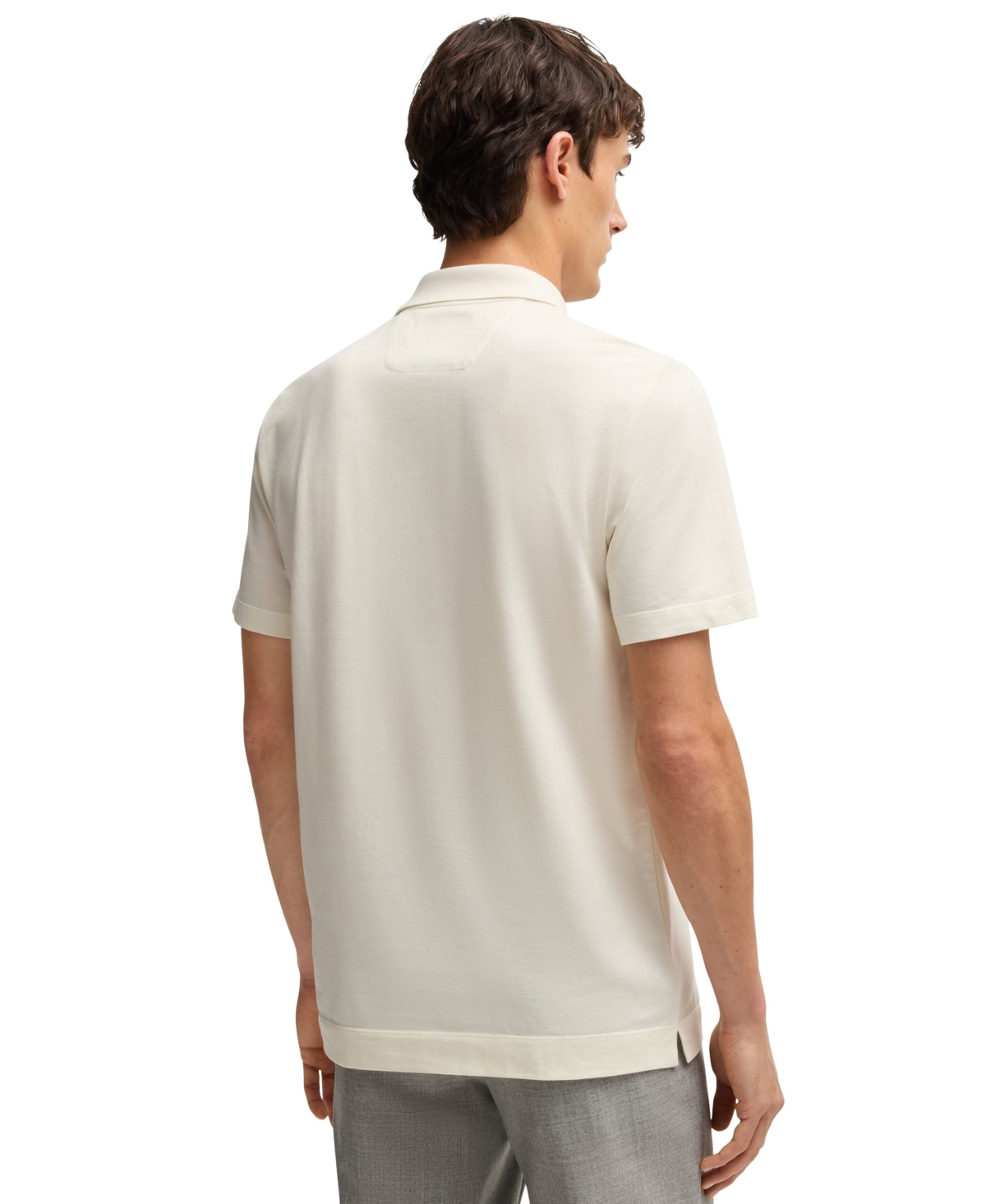 Hugo Boss Boss By  Men's Two-tone Cotton-silk Regular-fit Polo Shirt In Open White