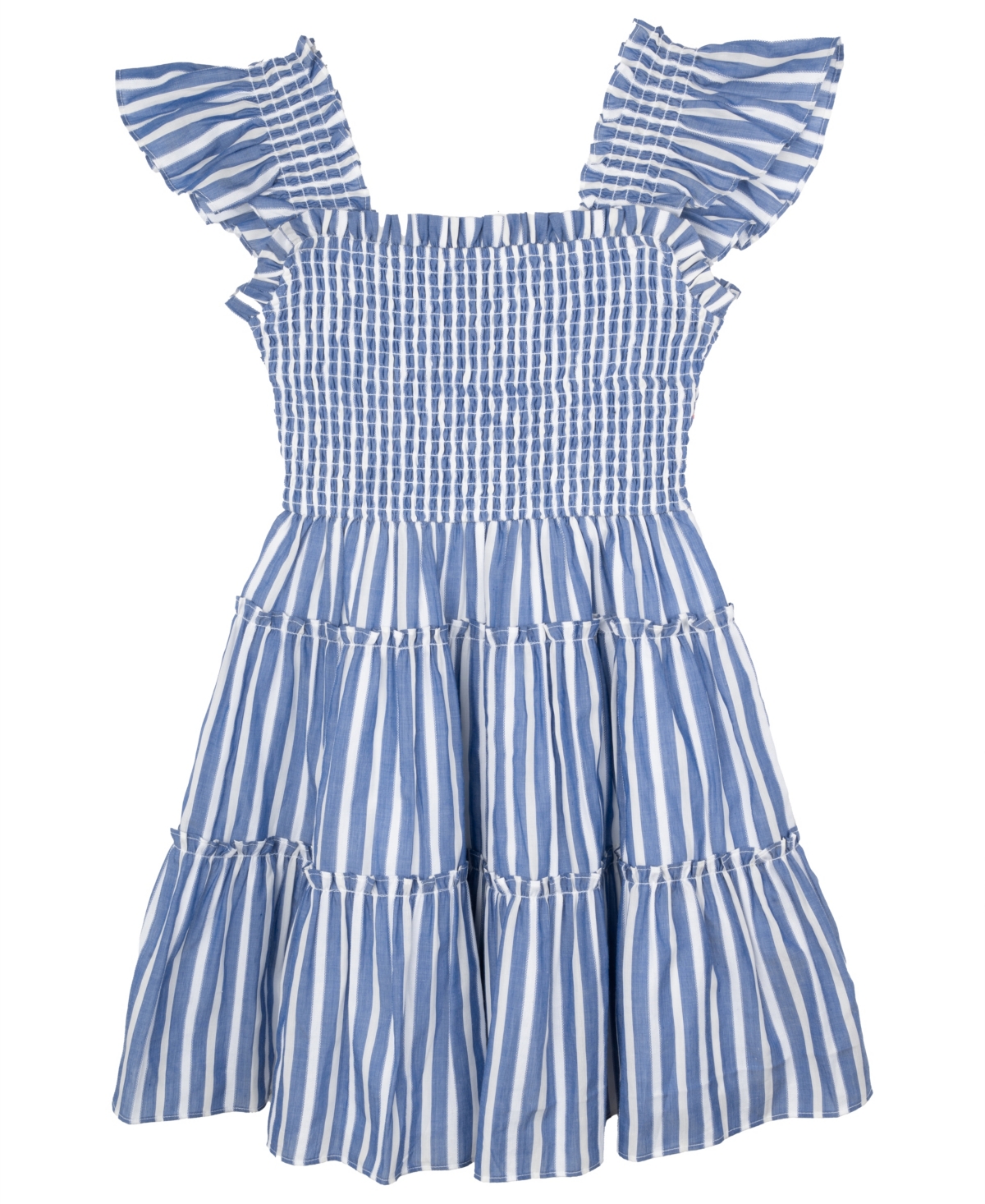 Shop Rare Editions Big Girls Striped Dress In Blue