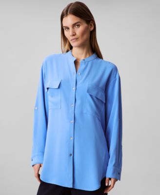 Calvin Klein - Women's Crepe Relaxed Button-Front Shirt