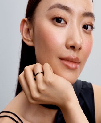 Black Enamel and Stones Statement Ring