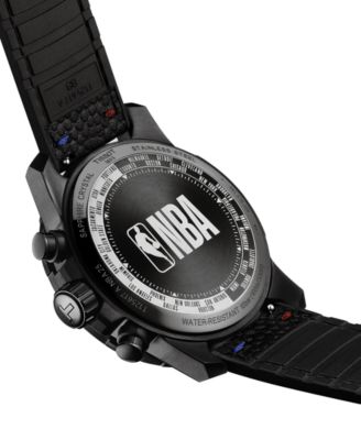 Men's Swiss Chronograph Supersport NBA Special Edition Black Leather Strap Watch 45mm