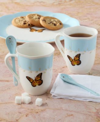 Butterfly Meadow Mugs with Spoons, Set of 2