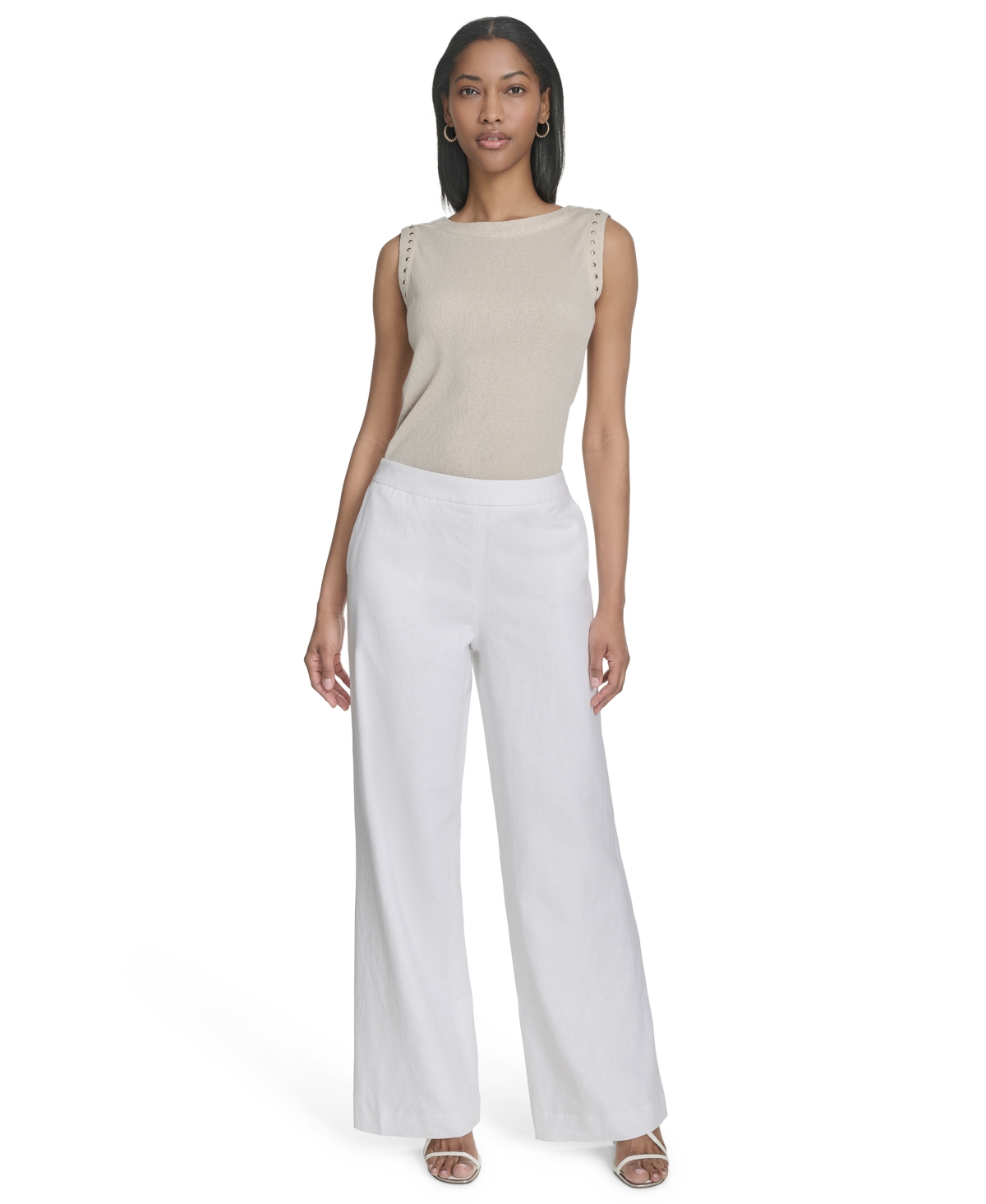 HALSTON WOMEN'S ELASTIC-BACK MID-RISE WIDE-LEG PANTS 