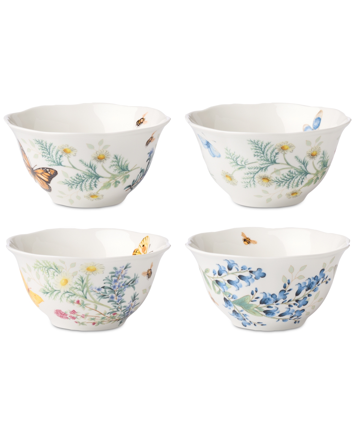 Butterfly Meadow Herbs Rice Bowls, Set of 4 - Multi
