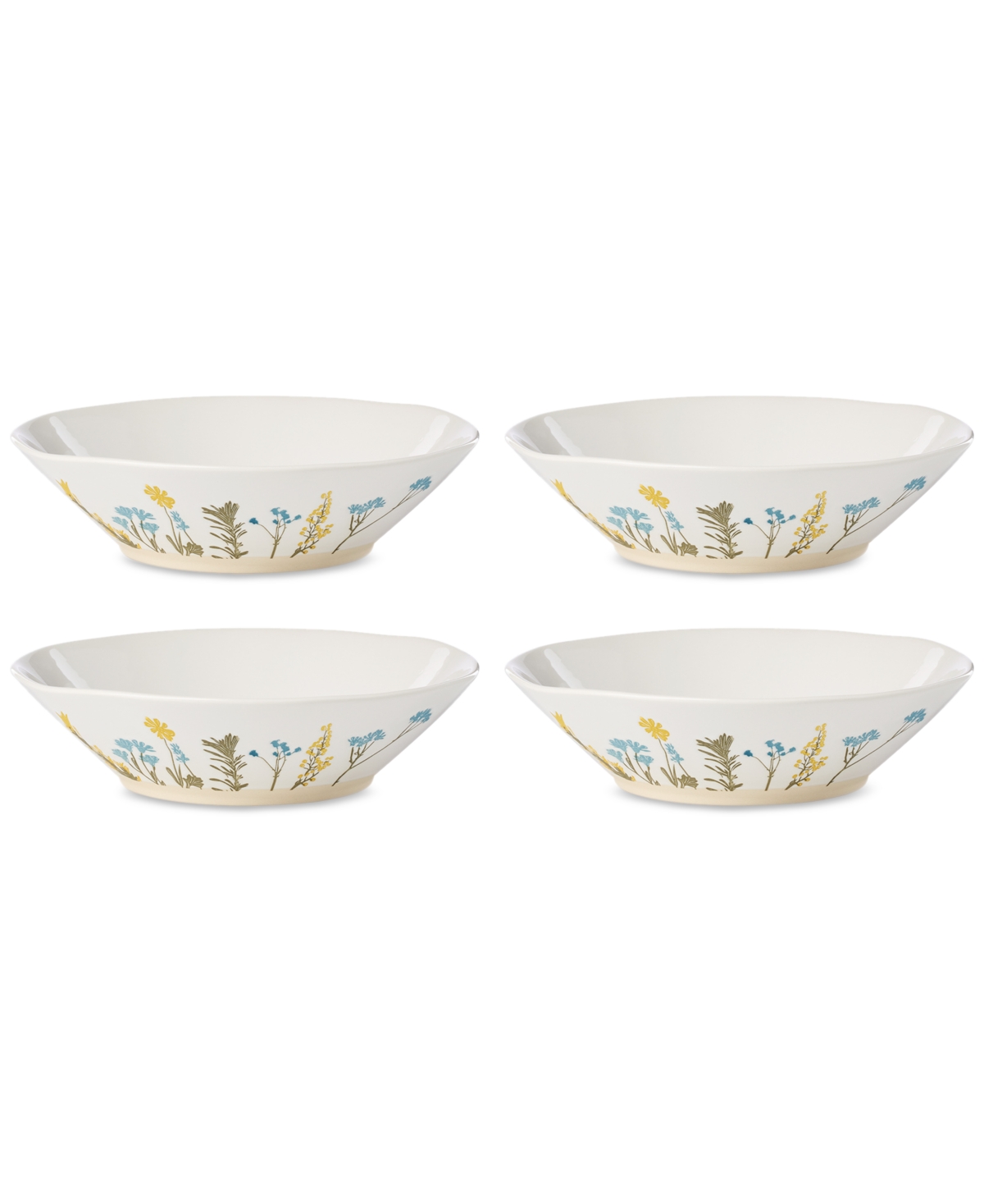 Wildflowers Pasta Bowls, Set of 4 - White