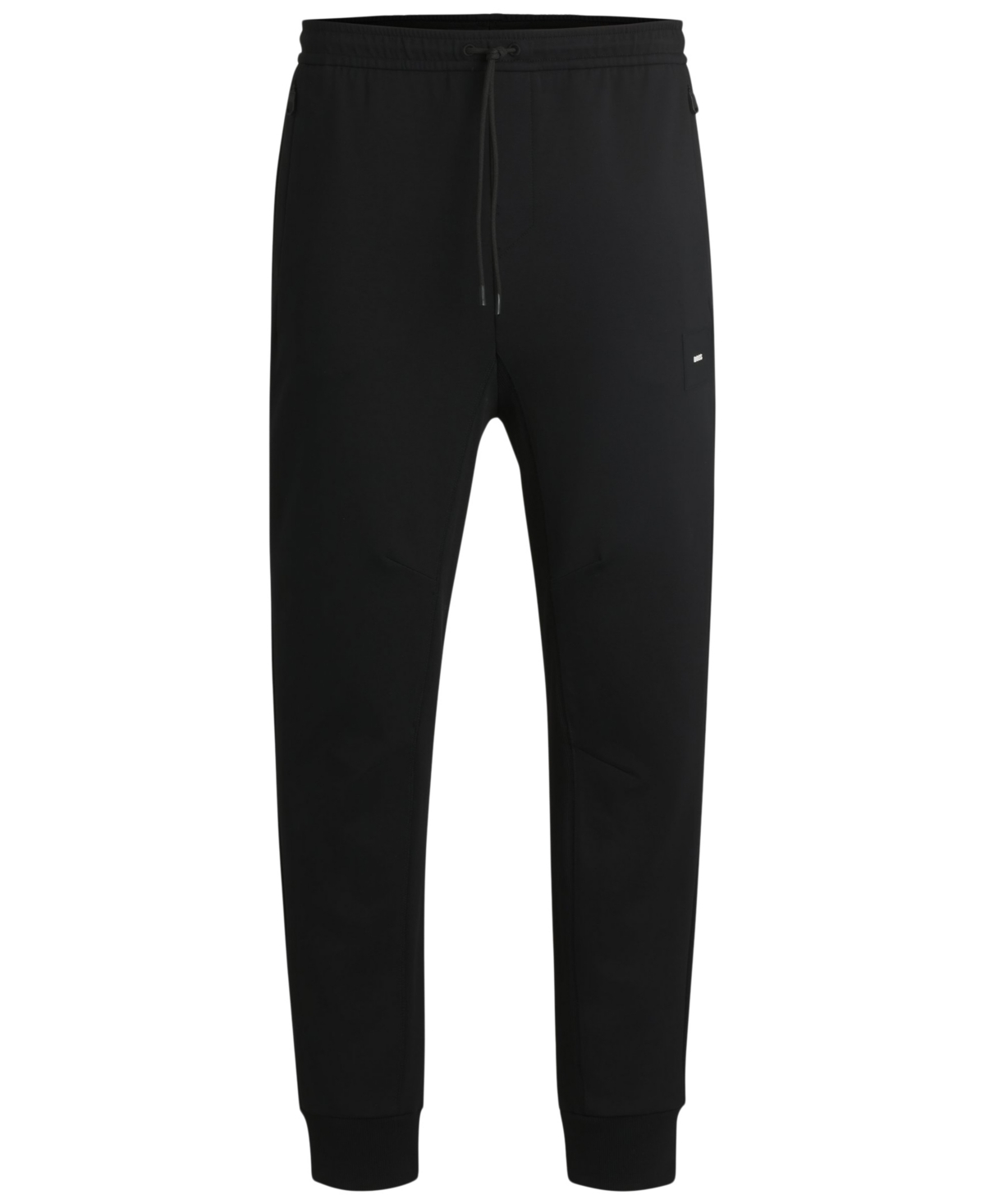 Hugo Boss Waffle Cotton-blend Pajama Bottoms With Logo Embroidery In Black