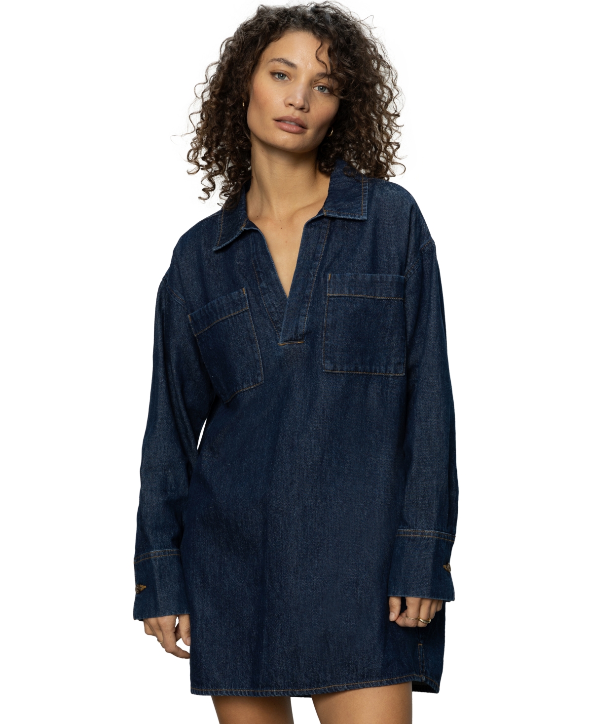 Women's All-Day Long-Sleeve Denim Tunic Dress - Surprise
