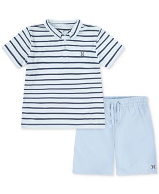 Hurley - Toddler Boys H2O-DRI Stripe Polo & Shorts Set