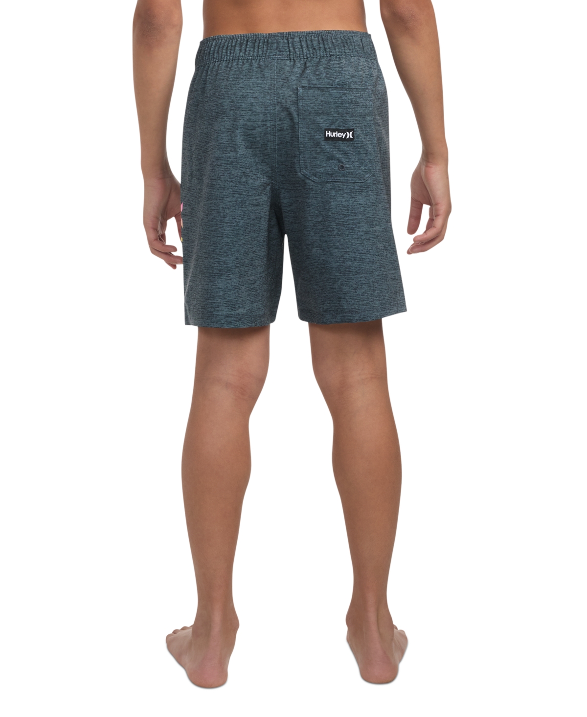 Hurley Big Boys Printed Heathered Pull-on Swim Trunks In Shadow Black