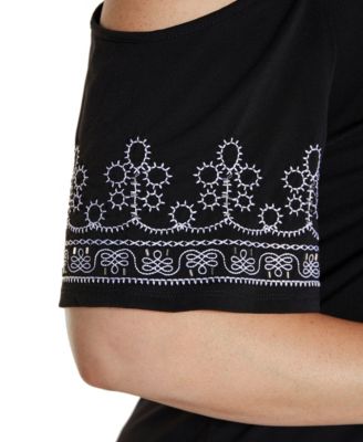 売れ筋商品|||ベルディーニ カットソー トップス レディース Plus Size Black Label Embroidered Cold-Shoulder Knit Top Black Multi Belldini Plus Size Black Label Embroidered Cold-Shoulder