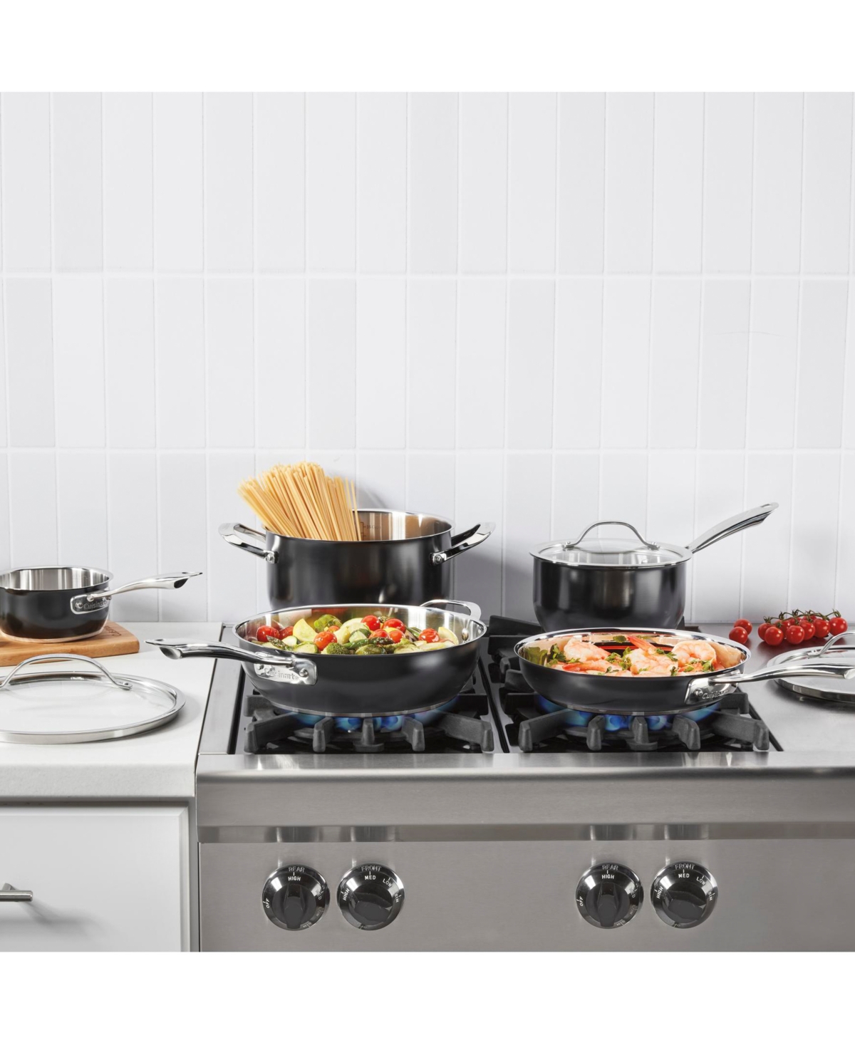 Cuisinart 8-pc. Black Glaze Stainless Steel Cookware Set In Black And Stainless