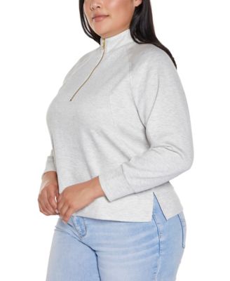Plus Size Scuba Knit Quarter-Zip Top