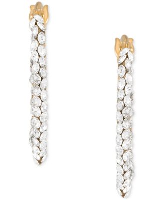 Crystal Cluster In & Out Small V Hoop Earrings in 10k Gold