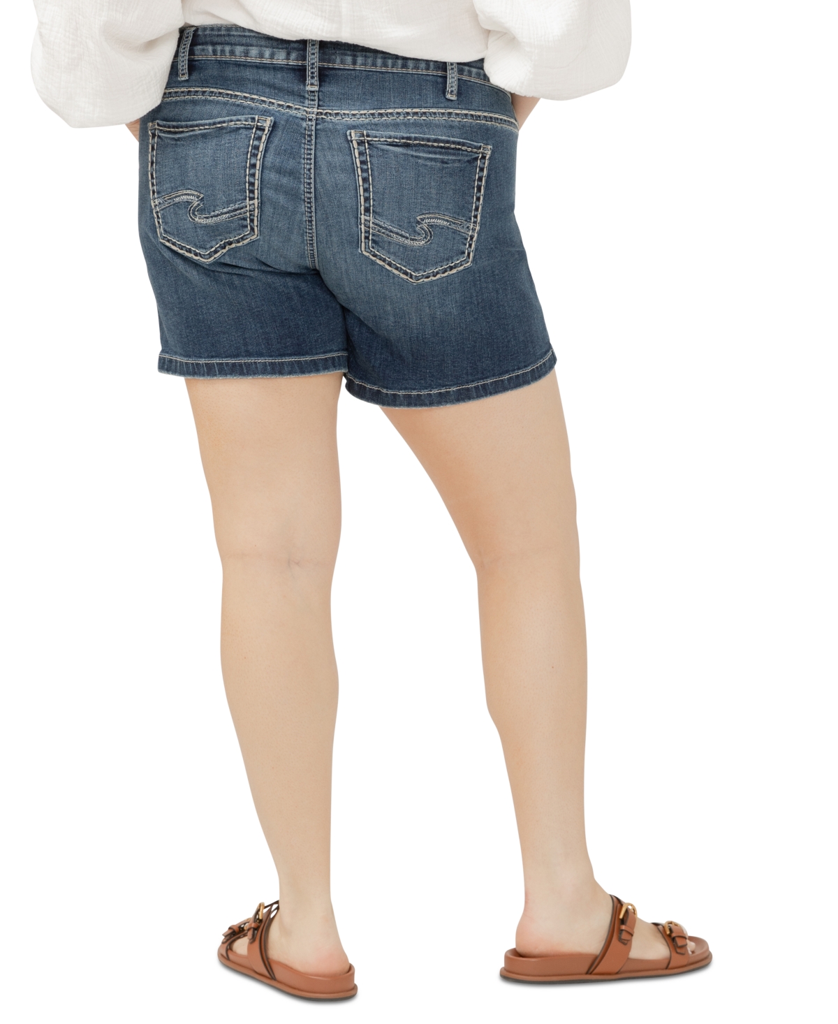 SILVER JEANS CO. PLUS SIZE ELYSE MID-RISE COMFORT-FIT DENIM SHORTS 