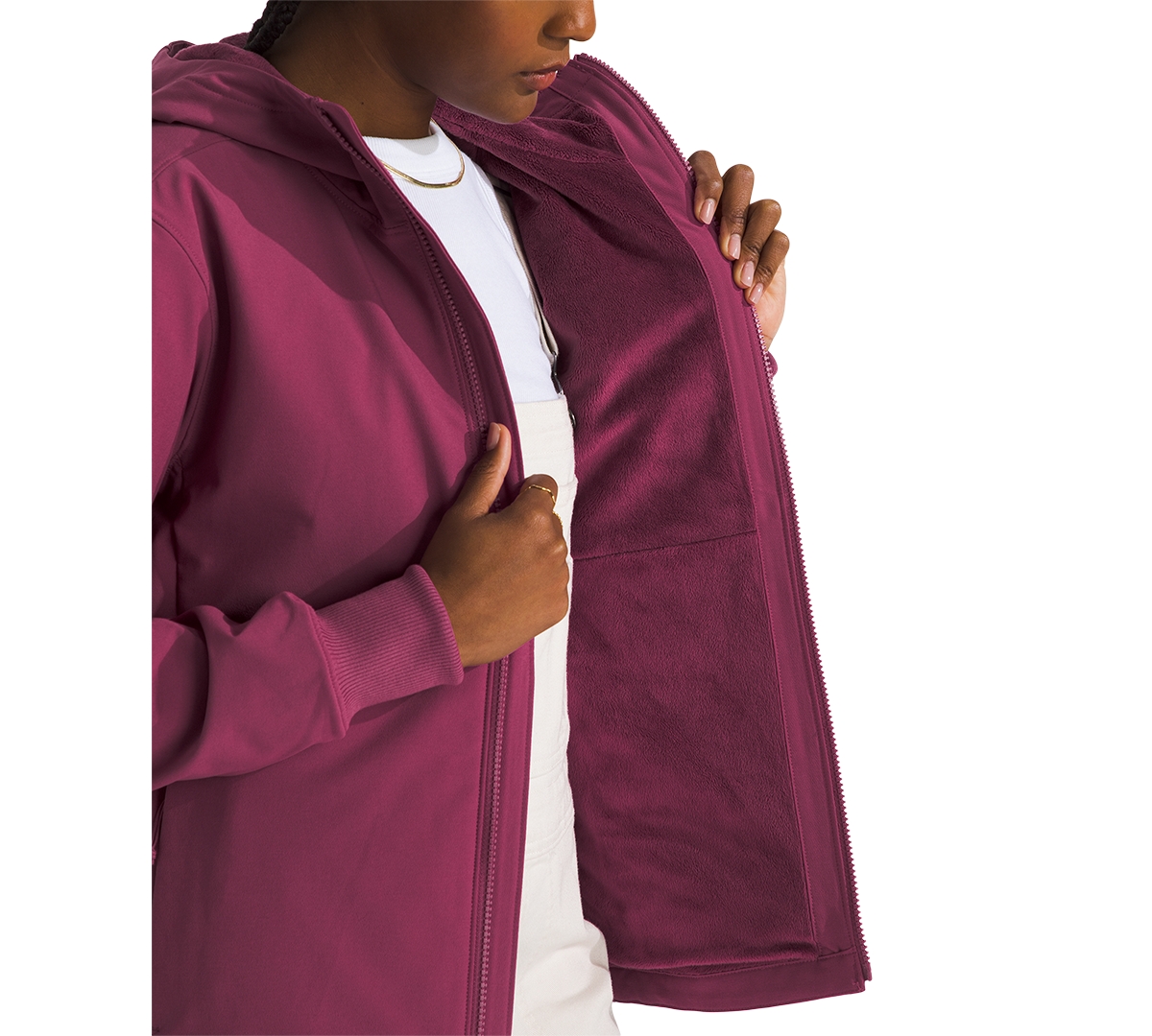 Shop The North Face Women's Shelbe Raschel Zip-front Fleece-lined Hoodie Jacket In Cyber Berry