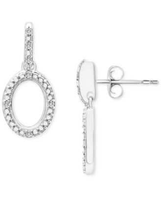 2-Pc. Set Diamond Oval Pendant Necklace & Matching Drop Earrings (1/6 ct. t.w.) in Sterling Silver, Exclusively at Macy's