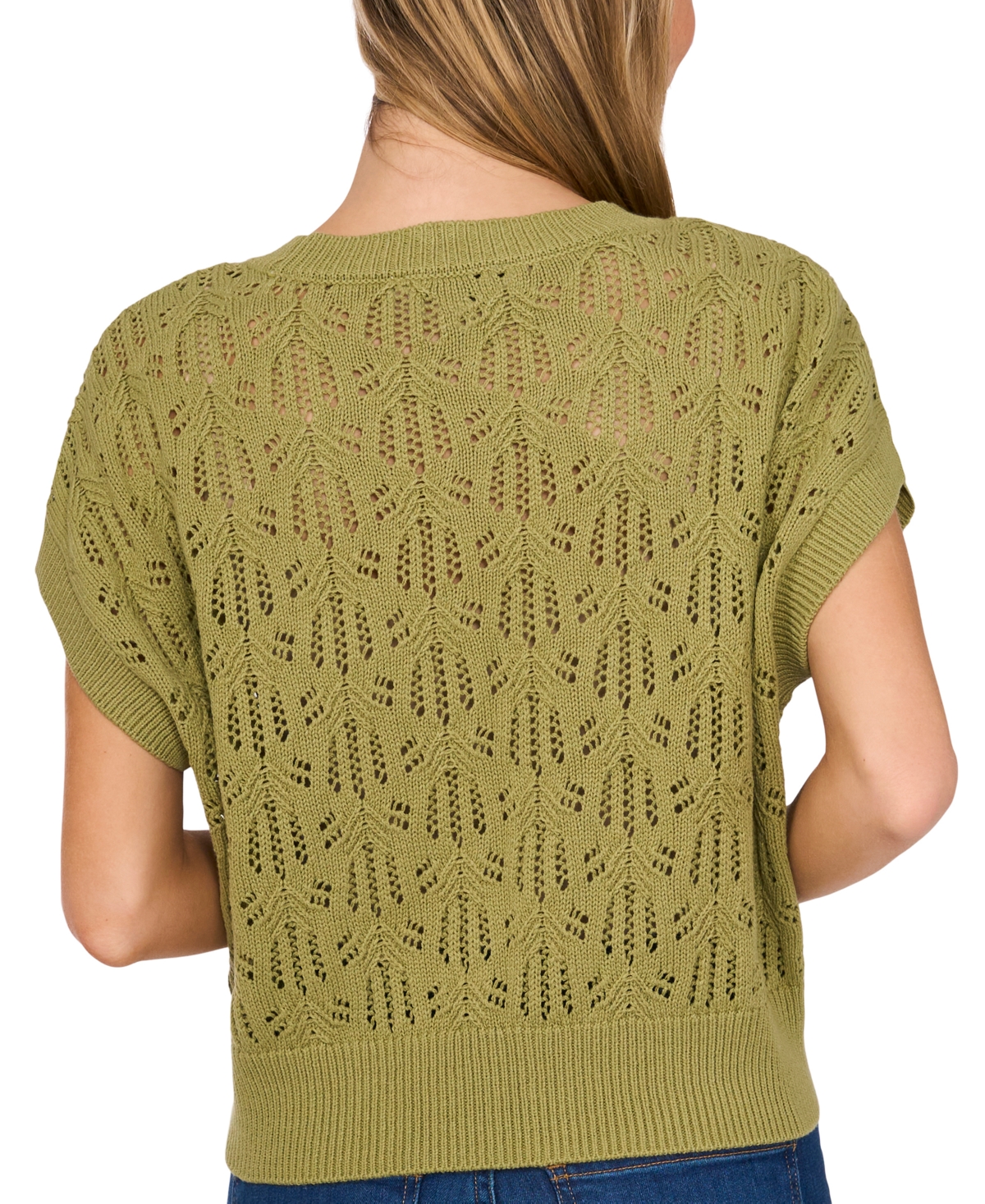 Cece Pointelle Short Sleeve Sweater