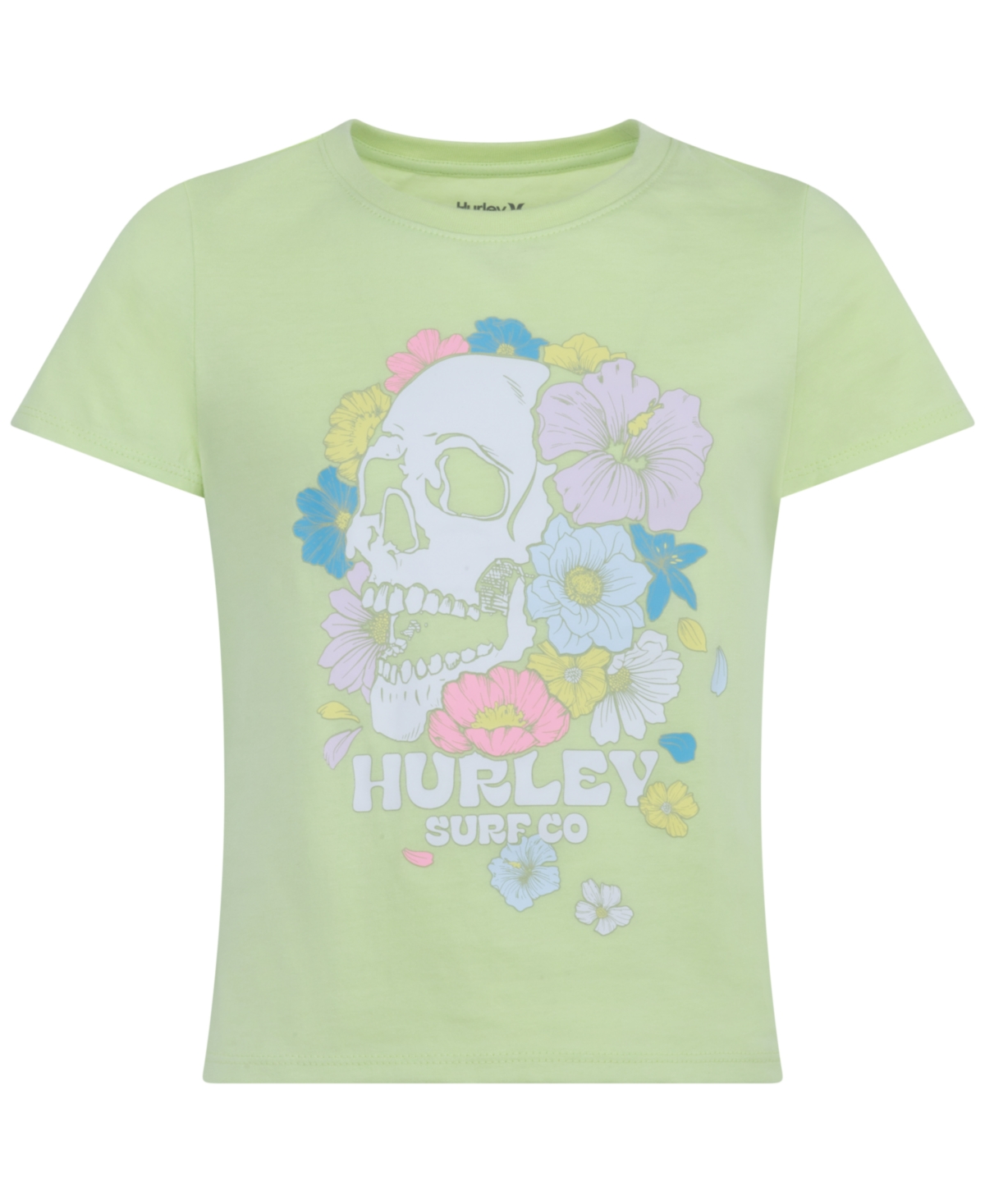 Shop Hurley Big Girls Become The Flowers Graphic T-shirt In Cool Matcha