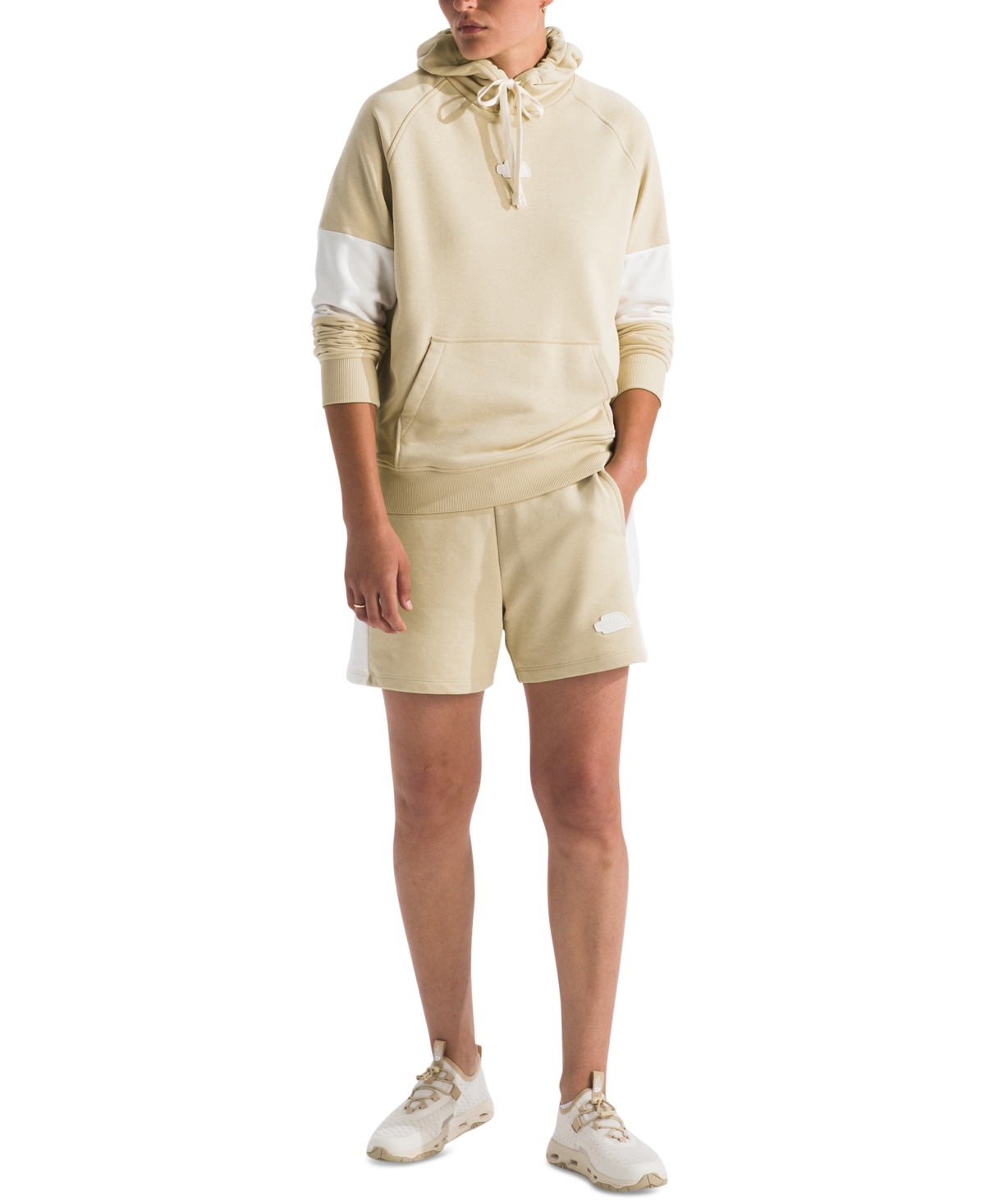 The North Face Women's Colorblocked Raglan-sleeve Hoodie In Gravel