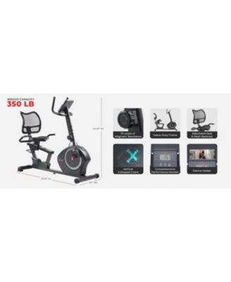 Smart Recumbent Bike Exercise Machine, 350LB Capacity, with Exclusive SunnyFit App Bluetooth Link