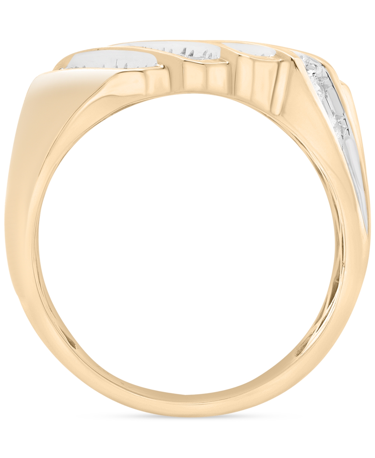 Macy's Men's Diamond Diagonal Multi-row Ring (1 Ct. T.w) In 10k Gold In Gold