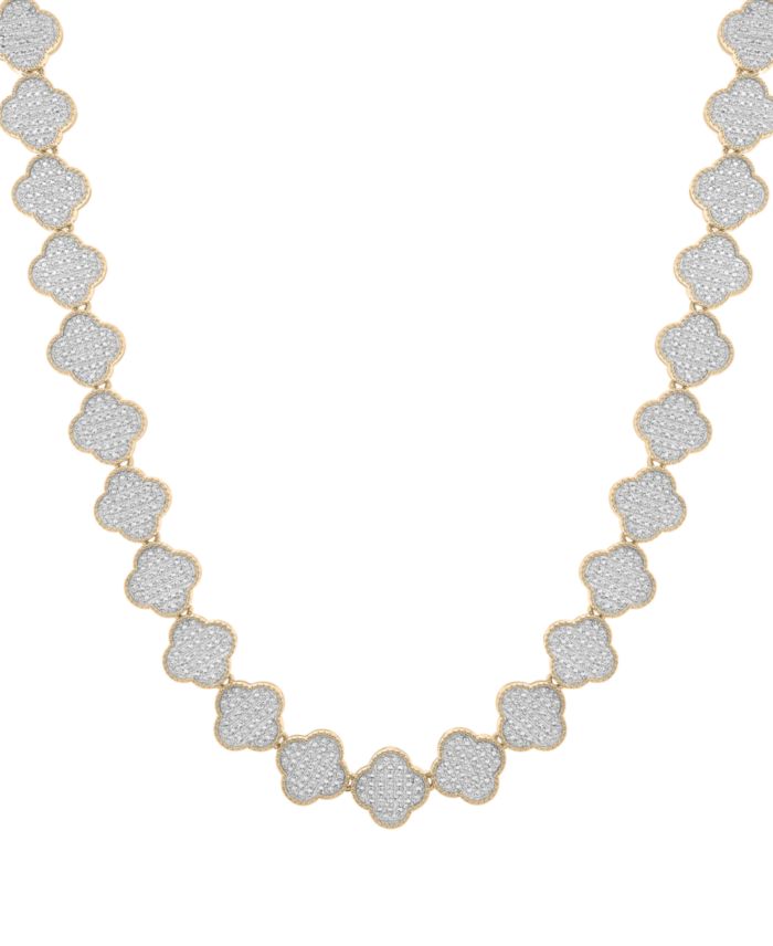 Men's Diamond Clover 22" Necklace (2 ct. t.w) in 14k Gold-Plated Sterling