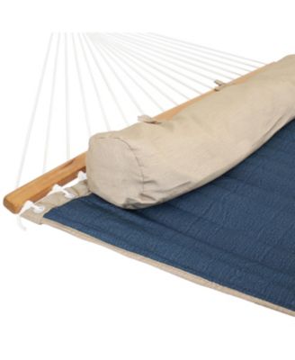 Heavy-Duty 2-Person Quilted Designs Fabric Hammock with Spreader Bars and Detachable Pillow - 440 lb Weight Capacity